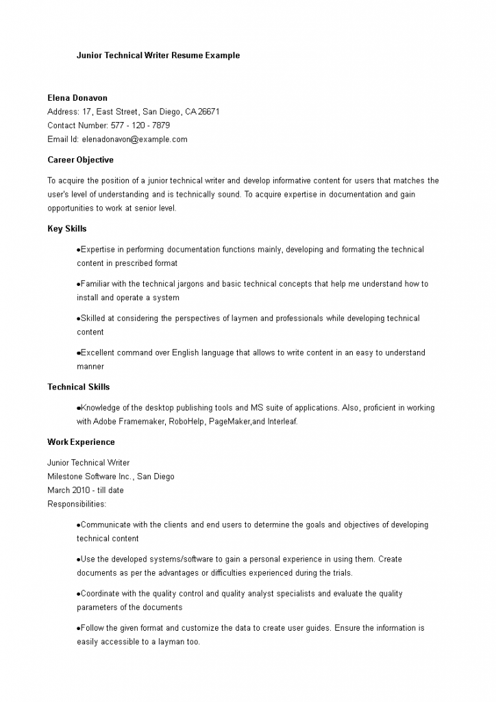 Junior Writer Resume .Docx (Word)