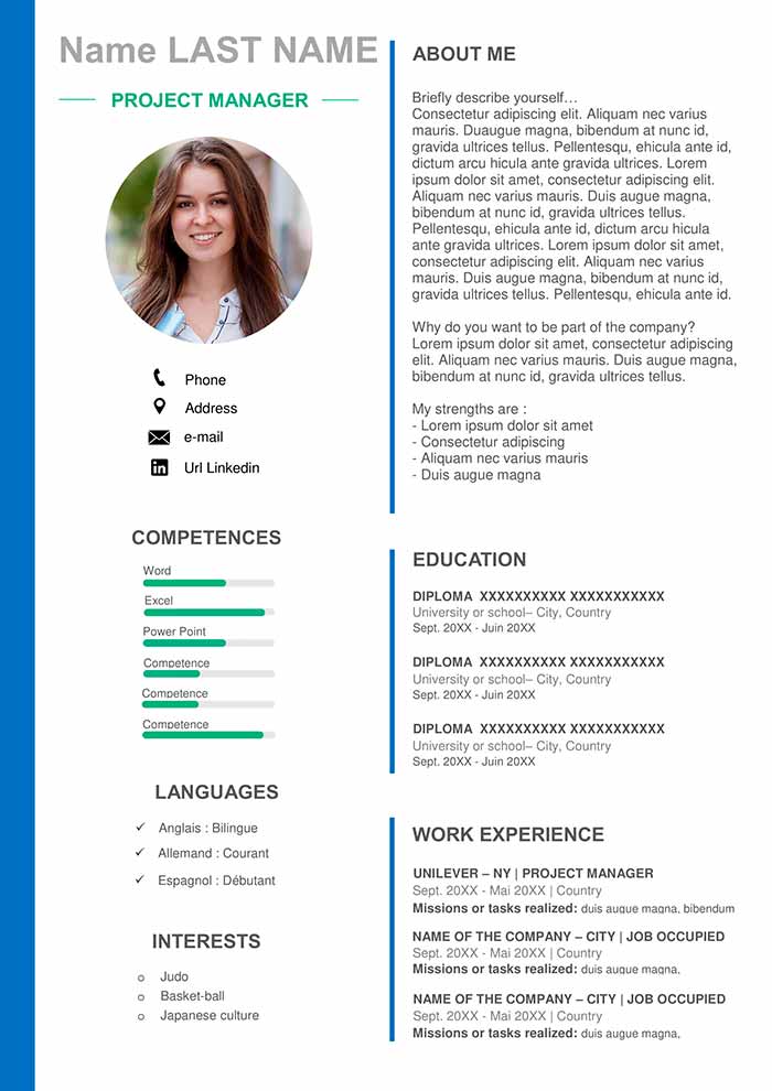 project manager resume template free