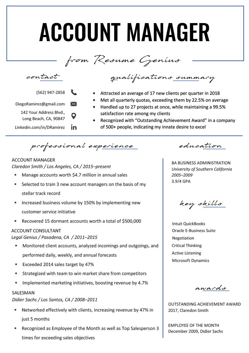 Account Manager Resume Example Template > Account Manager Resume Example Template .Docx (Word)