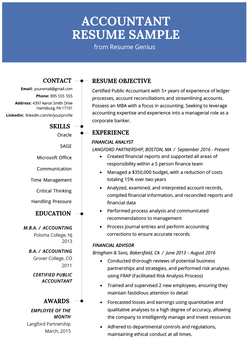 Free Accountant Resume Templates For Download In docx pdf