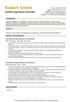 Certified Legal Nurse Consultant Resume .Docx (Word)