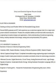 Entry Level Electrical Engineering Resume > Entry Level Electrical Engineering Resume .Docx (Word)