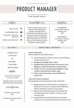 Product Manager resume