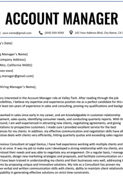 Account Manager Cover Letter