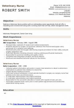 Veterinary Nurse Resume .Docx (Word)
