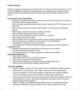 publix cashier job description resume