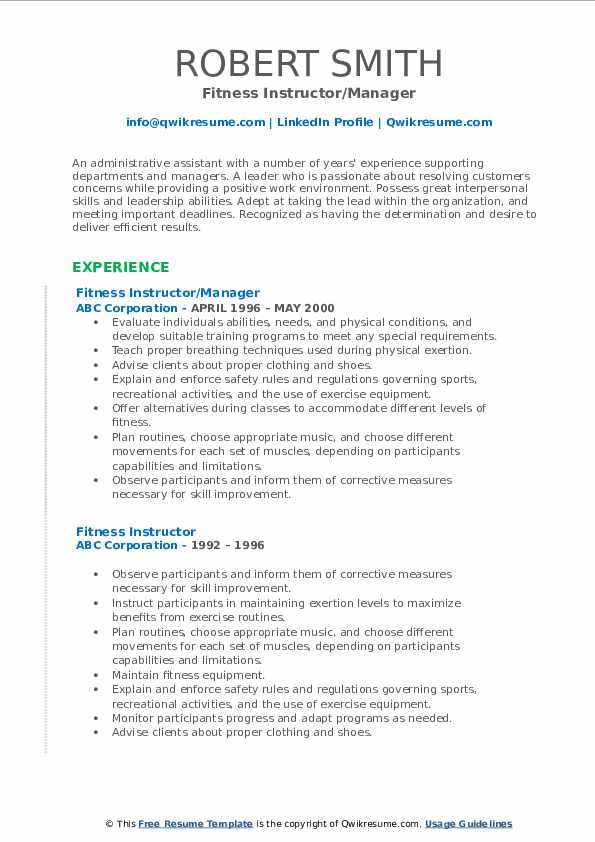 Fitness Instructor/Manager Resume > Fitness Instructor/Manager Resume .Docx (Word)