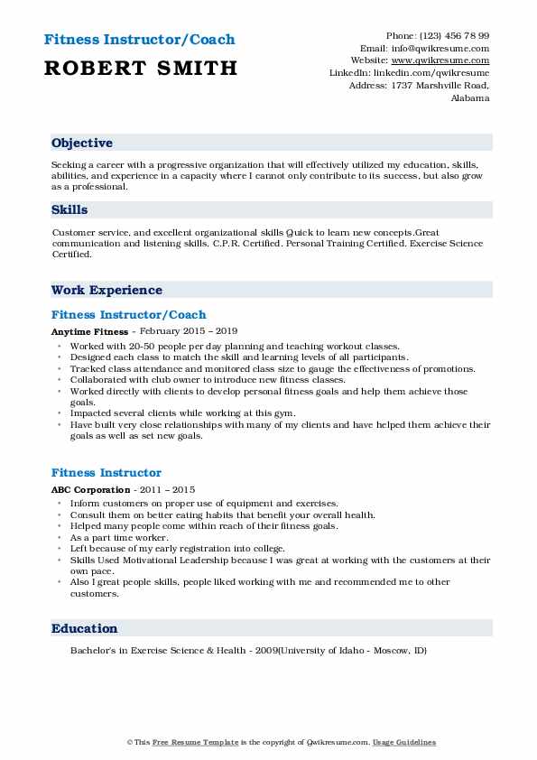 Fitness Instructor/Coach Resume > Fitness Instructor/Coach Resume .Docx (Word)