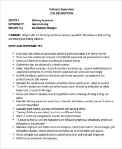 Download Free Free Delivery Driver Supervisor Job Description .Docx ...
