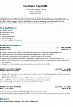 Front Office Receptionist Resume .Docx (Word)