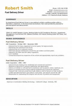 Fuel Delivery Driver Resume .Docx (Word)
