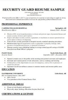 Standard Security Guard Resume .Docx (Word)