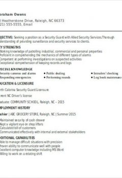 Security Guard Resume for Fresher .Docx (Word)