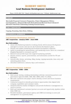 Lead Business Development Assistant Resume .Docx (Word)