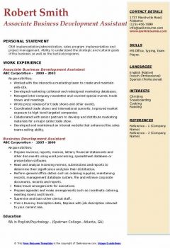 Associate Business Development Assistant Resume .Docx (Word)
