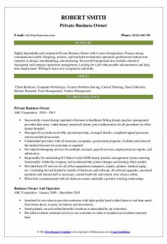 Private Business Owner Resume .Docx (Word)