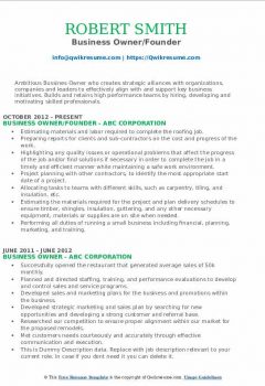Business Owner/Founder Resume .Docx (Word)