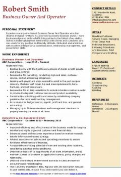 Business Owner And Operator Resume .Docx (Word)