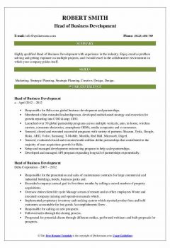 Head of Business Development Resume .Docx (Word)