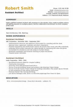 Assistant Architect Resume1 .Docx (Word)