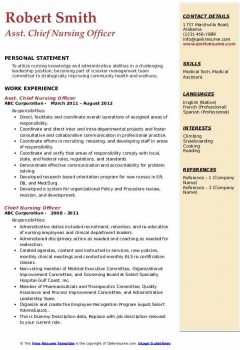 Asst. Chief Nursing Officer Resume .Docx (Word)