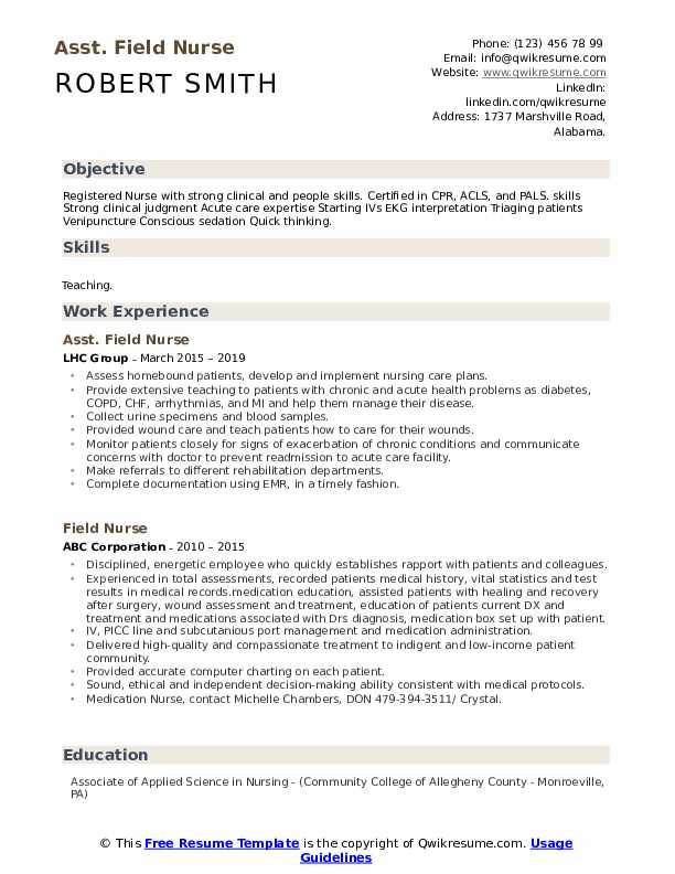 Asst. Field Nurse Resume .Docx (Word)