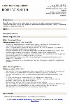Chief Nursing Officer Resume .Docx (Word)