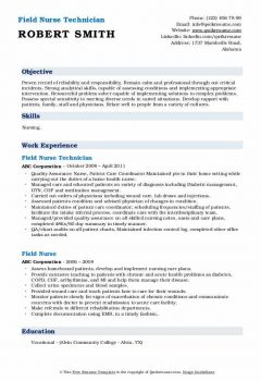 Field Nurse Technician Resume .Docx (Word)