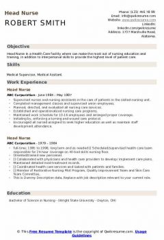 Head Nurse Resume2 .Docx (Word)