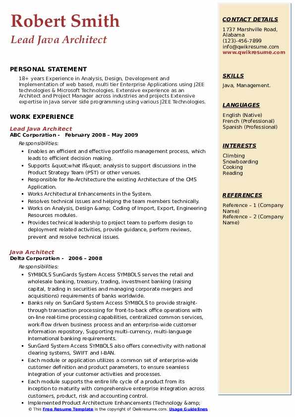 Java Architect Resume4 .Docx (Word)