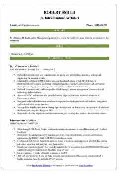 Jr. Infrastructure Architect Resume .Docx (Word)