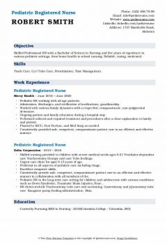 Pediatric Registered Nurse Resume5 .Docx (Word)