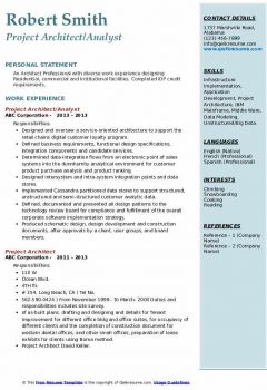 Project Architect Analyst Resume .Docx (Word)