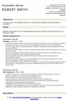 Psychiatric Nurse Resume .Docx (Word)