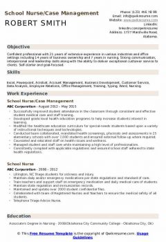 School Nurse Case Management Resume .Docx (Word)