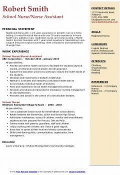School Nurse Nurse Assistant Resume .Docx (Word)