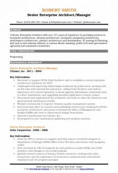 Senior Enterprise Architect Manager Resume .Docx (Word)