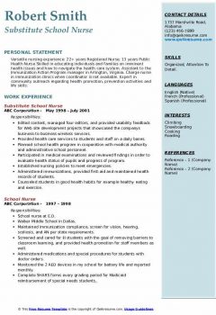 Substitute School Nurse Resume .Docx (Word)