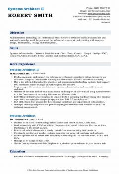 Systems Architect II Resume .Docx (Word)