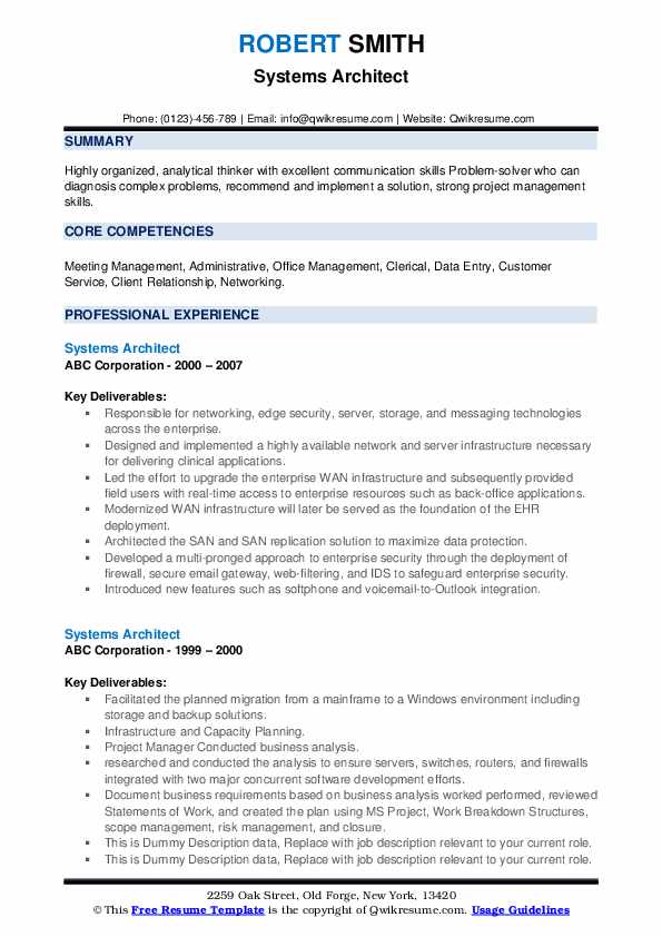 Systems Architect Resume. Docx(Word)