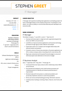 IT Manager Resume Example .Docx (Word)