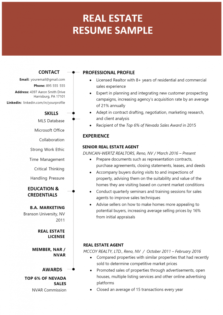 Download Free Real Estate Resume .Docx (Word) Template on ...