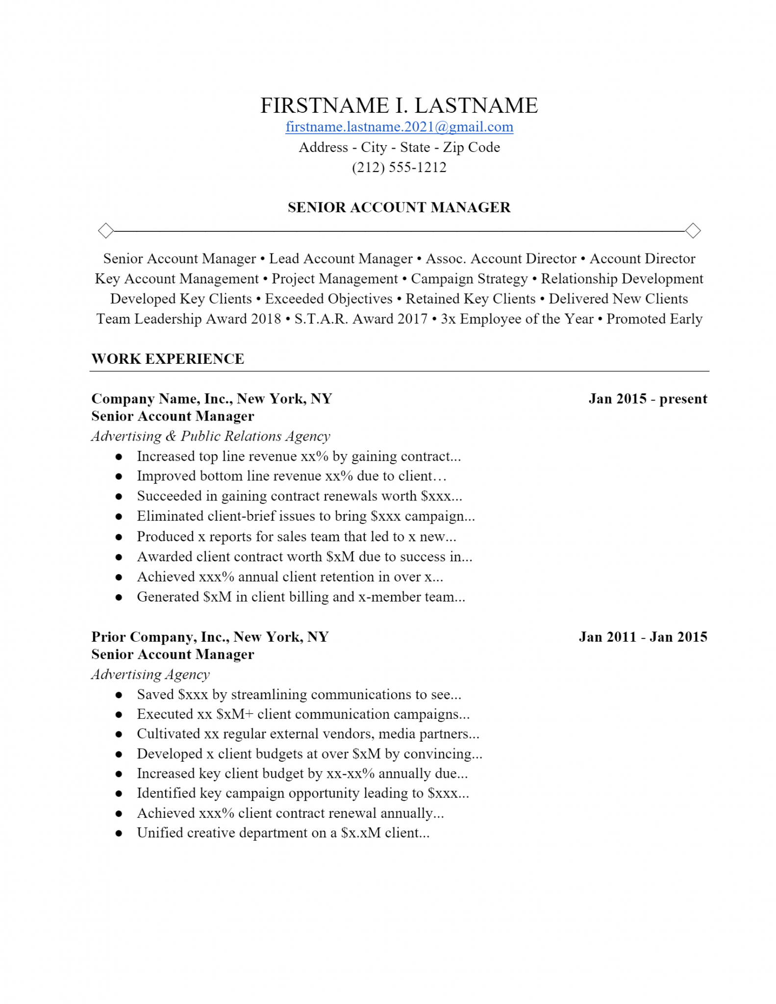 Download Free Account Manager Resume Docx (Word) Template on Download Free Account Manager Resume Docx (Word) Template on