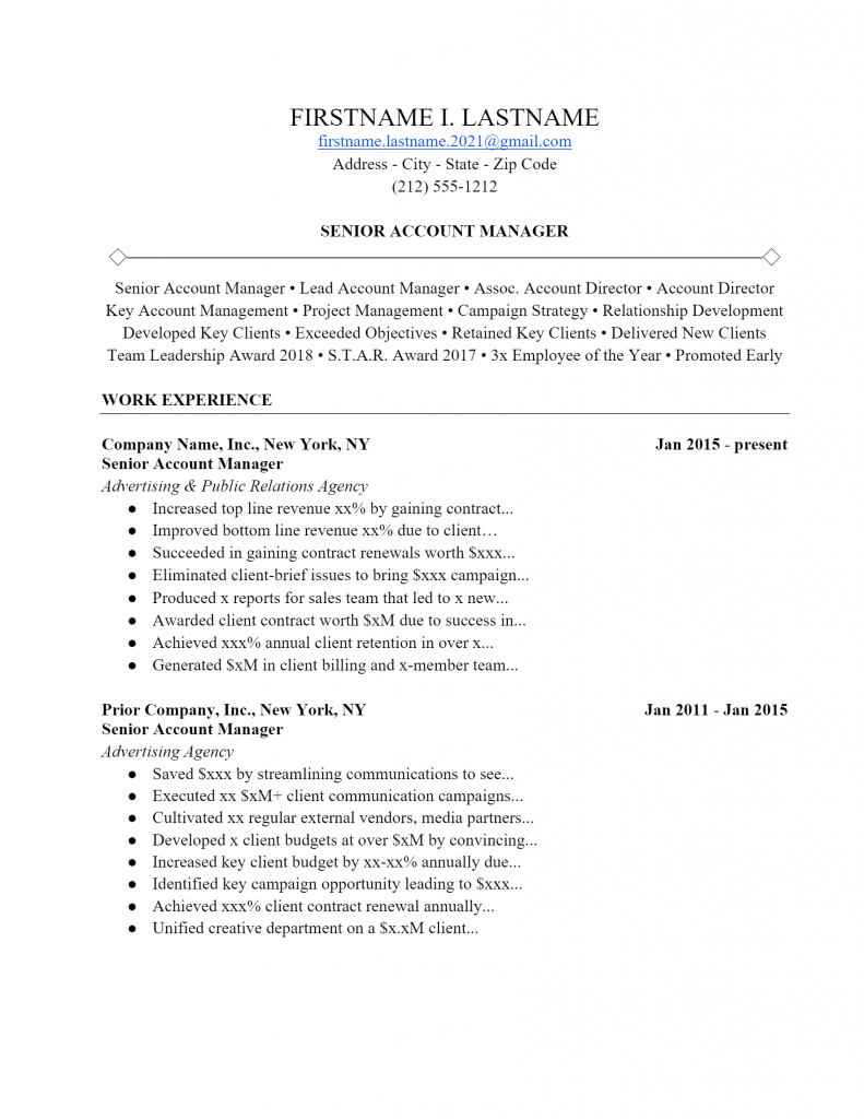 Account Manager Resume .Docx (Word)