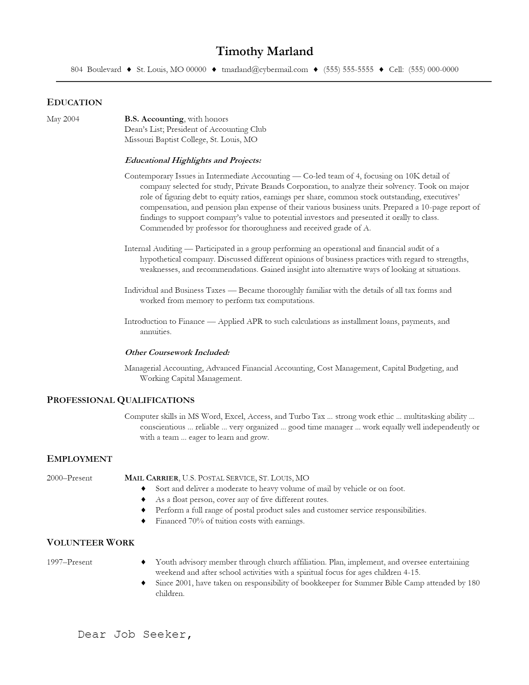 Accountant Resume .Docx (Word)