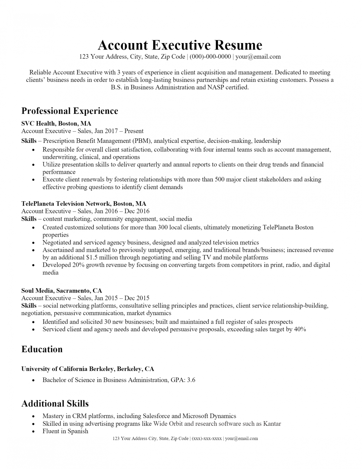 Download Free Account Executive Resume .Docx (Word) Template on ...