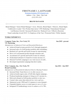 Brand Manager Resume .Docx (Word) .Docx (Word)