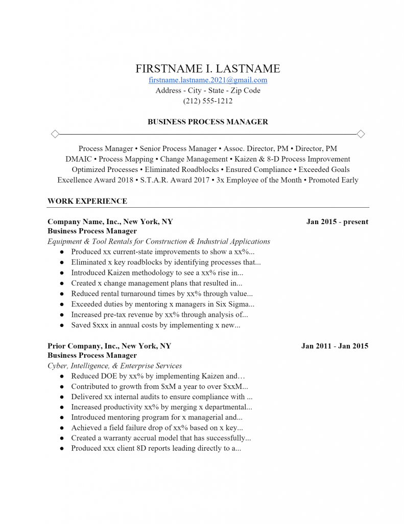 Business Manager Resume .Docx (Word)