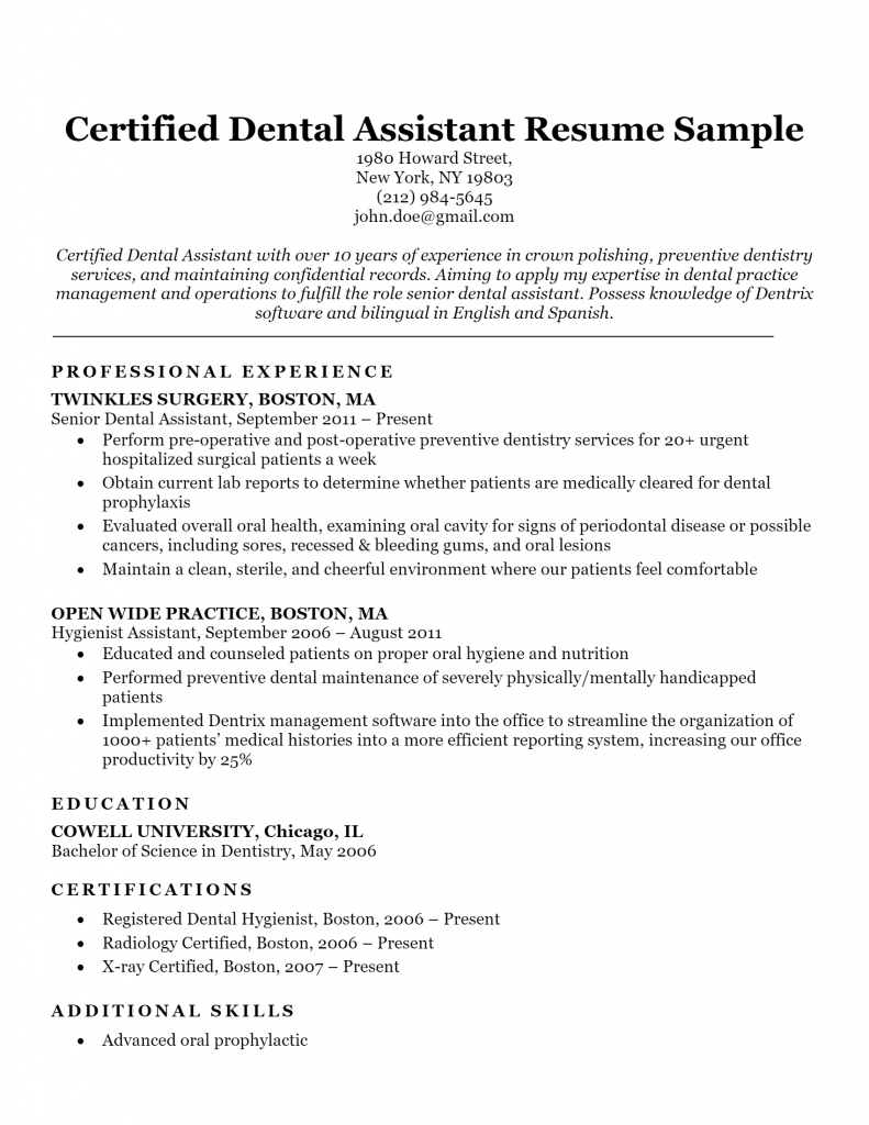 Certified Dental Assistant .Docx (Word)