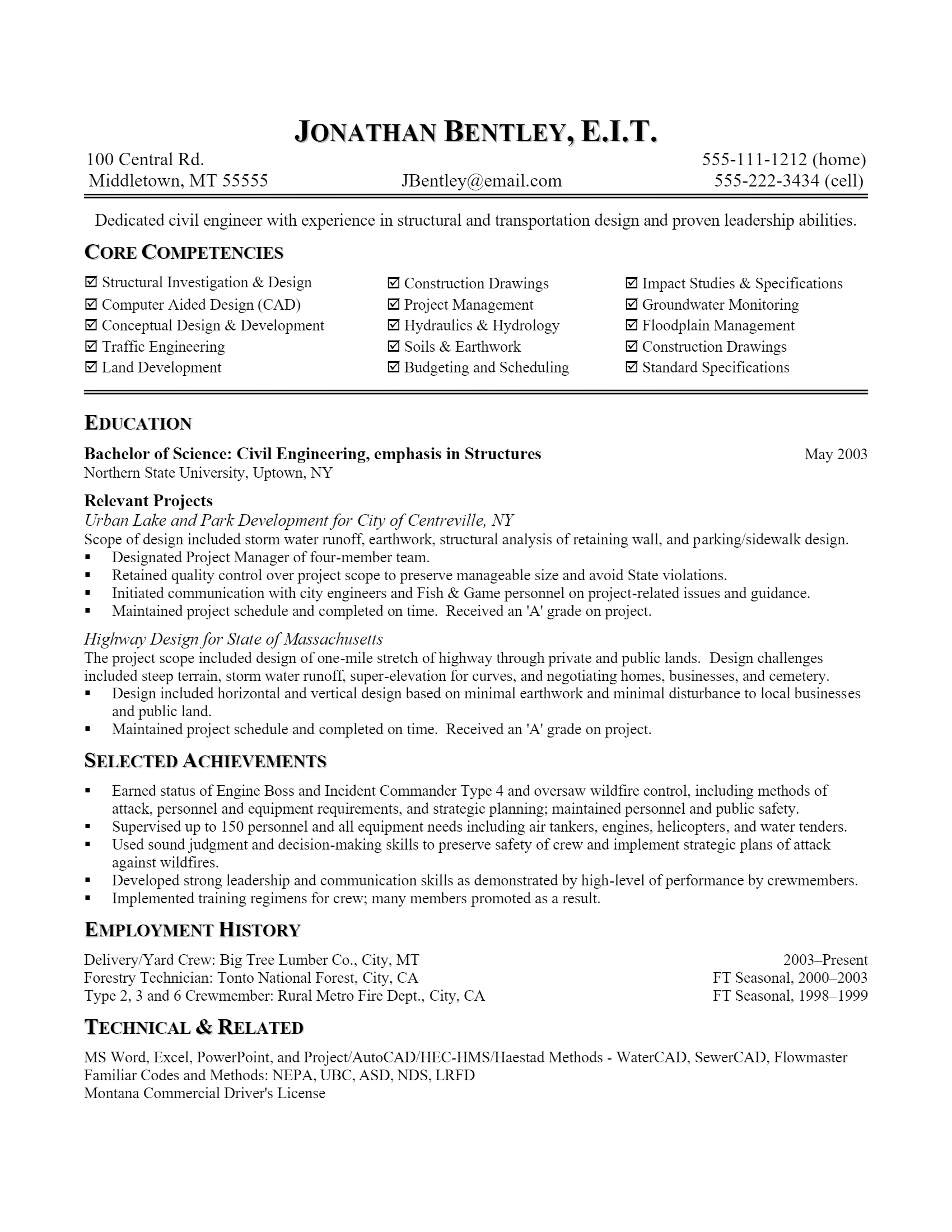 Civil Engineer Resume .Docx (Word)